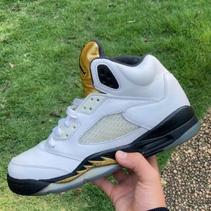 Jordan 5 gold white and black